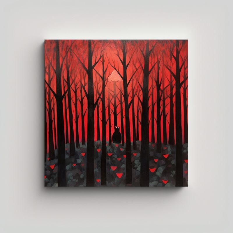 GENERICO - Cuadrado Original Pintura Al óleo De Bosque 50x50 Cm