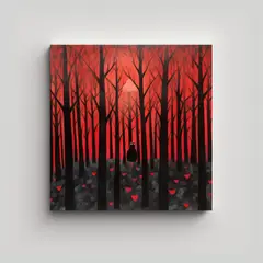 GENERICO - Cuadrado Original Pintura Al óleo De Bosque 50x50 Cm