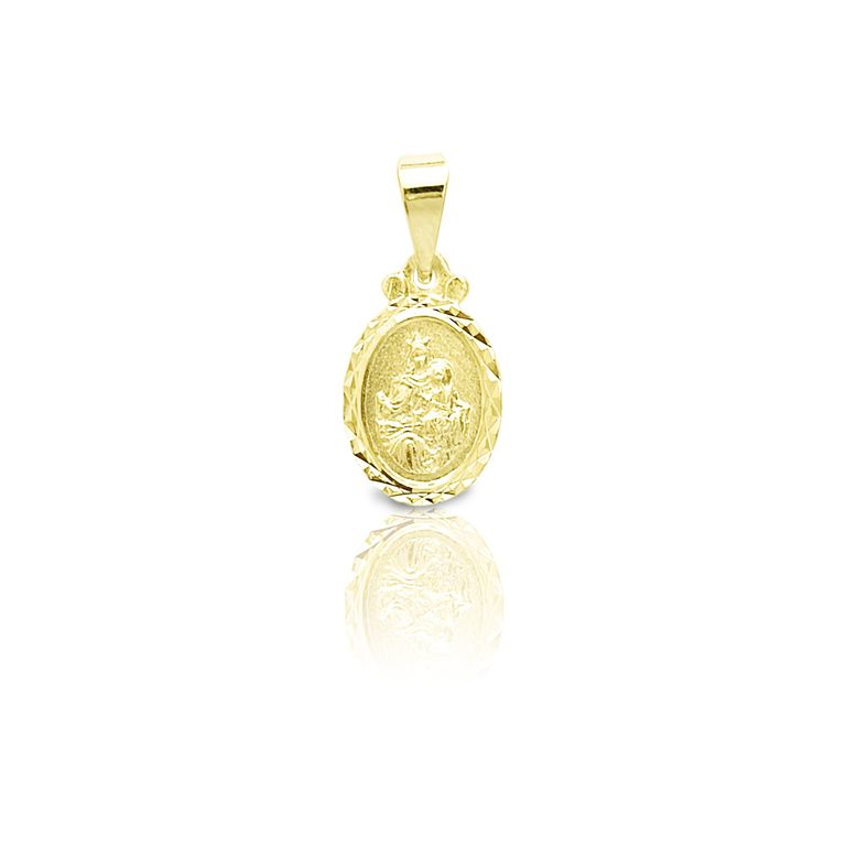 Colgante Medalla Virgen Del Carmen 11mm Ovalada Enchapado Oro 18K Dorado TALLA UNICA