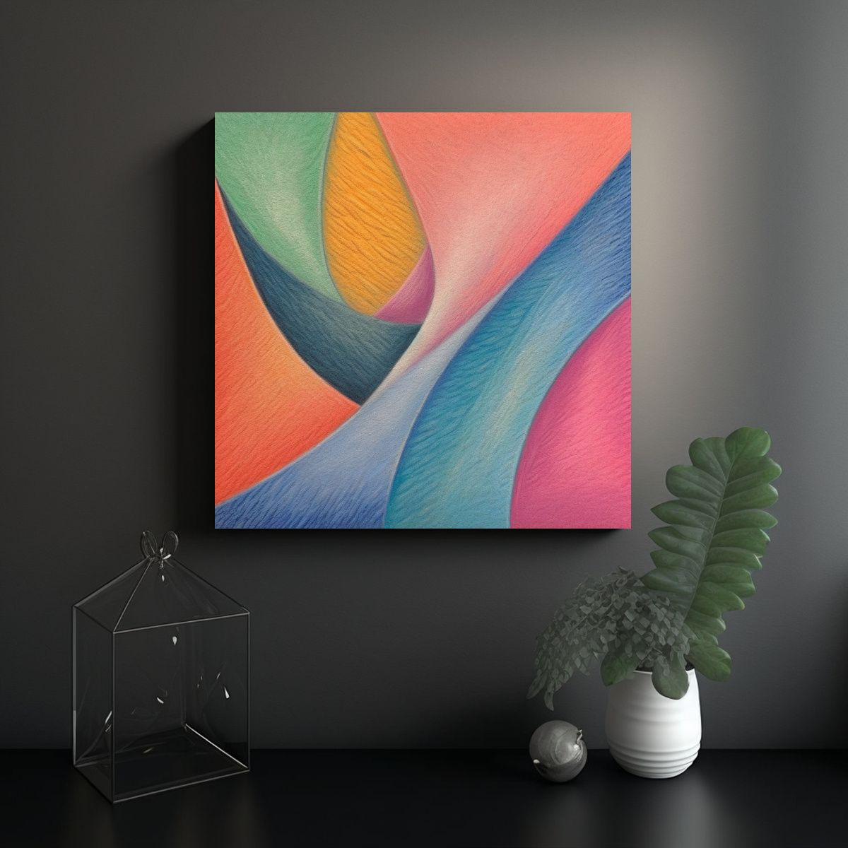 GENERICO - Dibujo Pastel Minimalista: Arte Patron Intenso Y 60x60 Cm