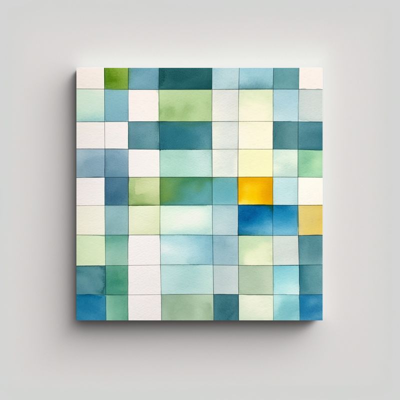 GENERICO - Obra Artística En Acuarela Minimalista Moderna 90x90 Cm