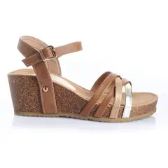 VIA UNO - Sandalia Mujer Camel 22542611