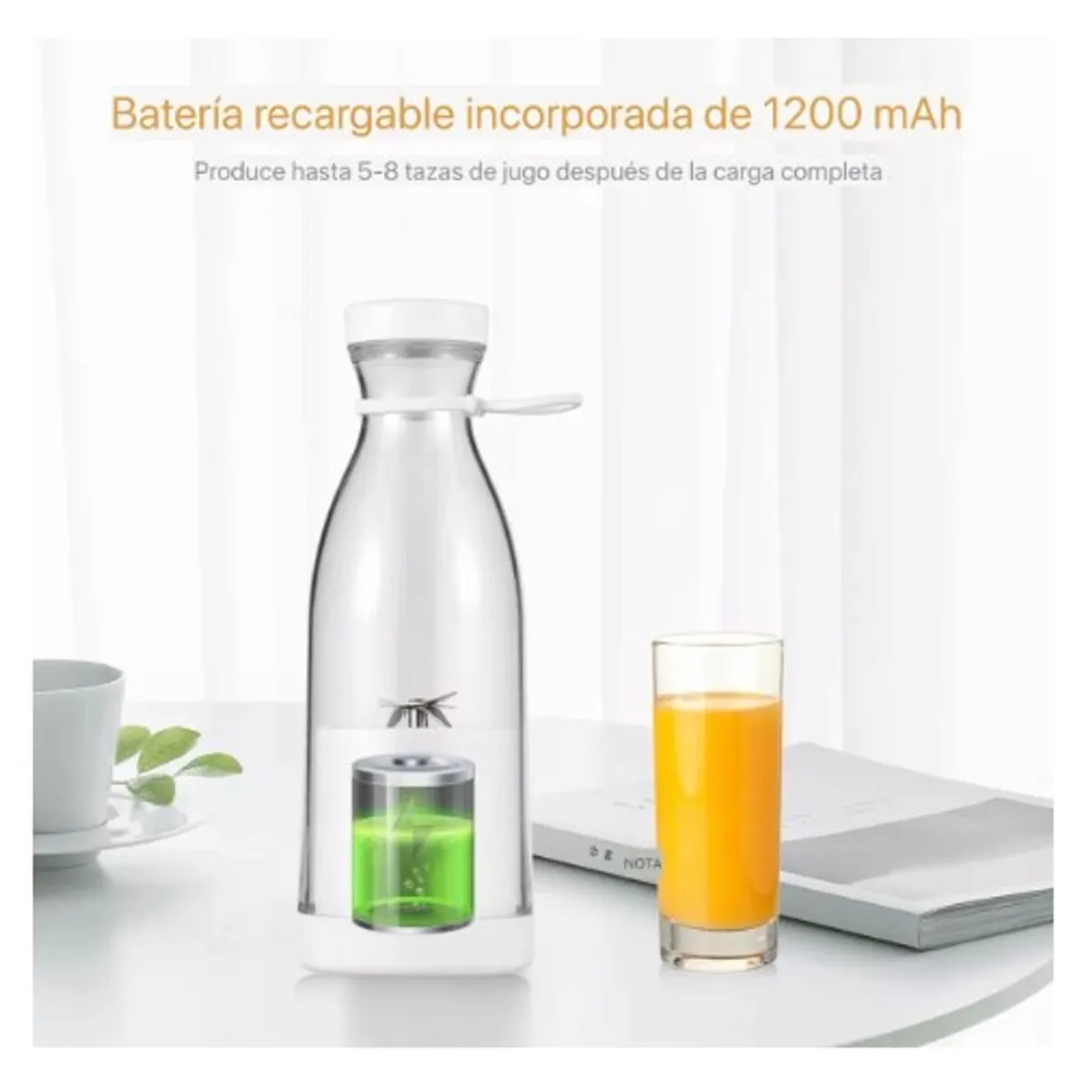 GENERICO - Botella Batidora Juguera Personal Gym Oficina Portable ROSADO