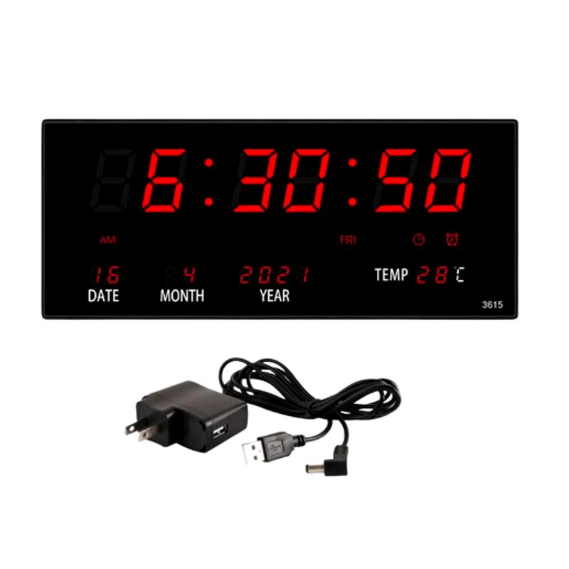 GENERICO - Reloj Rectangular De Pared Digital LED Despertador Fecha Temperatura