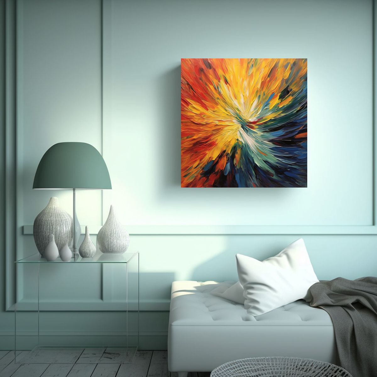 GENERICO - Cuadro Decorativo De ángel Arcoíris De Cabello 90x90 Cm