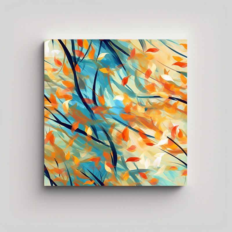 GENERICO - Pintura De Ramas Y Hojas Al Viento De Alta 80x80 Cm