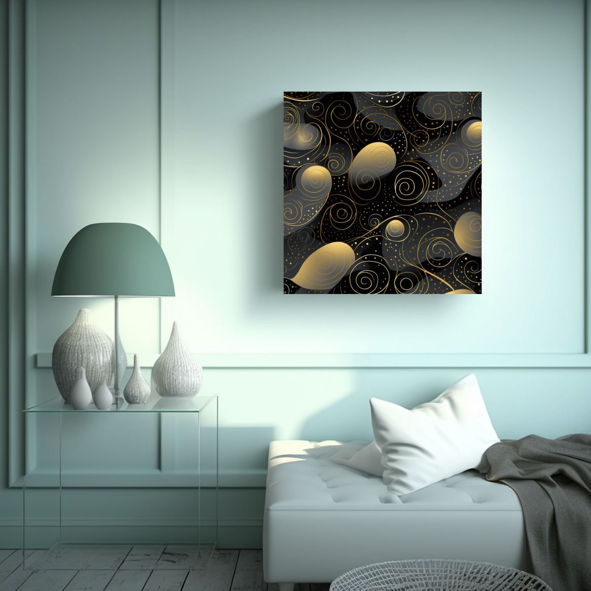GENERICO - Arte De Pared Patrón Noche Intenso Oro Y Plata 60x60 Cm