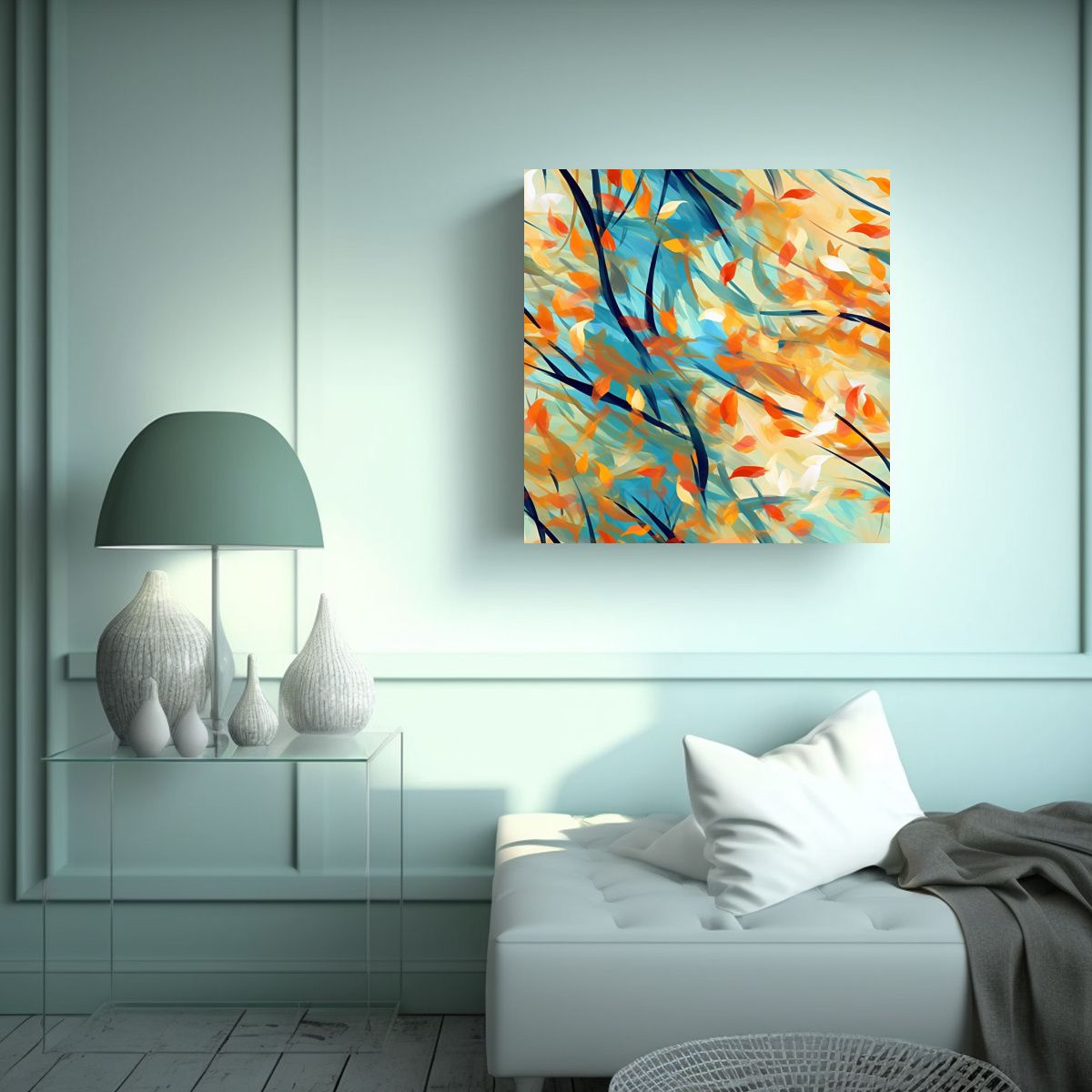 GENERICO - Pintura De Ramas Y Hojas Al Viento De Alta 50x50 Cm