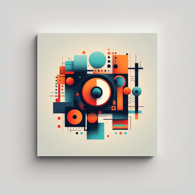 GENERICO - Pintura Abstracta Con Círculos Y Cuadrados: Arte 70x70 Cm
