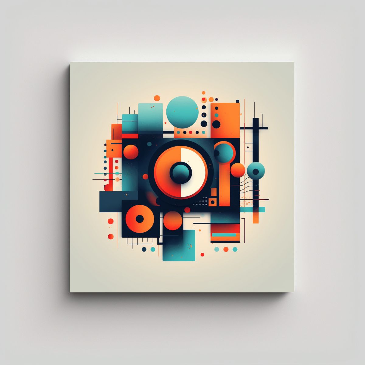 GENERICO - Pintura Abstracta Con Círculos Y Cuadrados: Arte 60x60 Cm