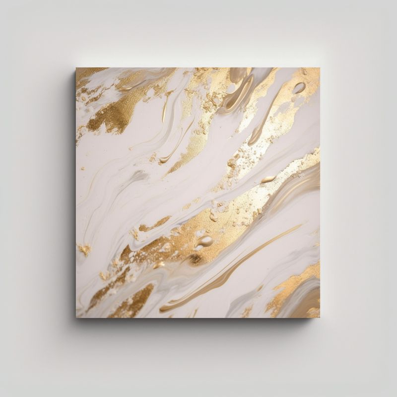 GENERICO - Mapa Textura Blanco Y Dorado Para Decoración De 80x80 Cm