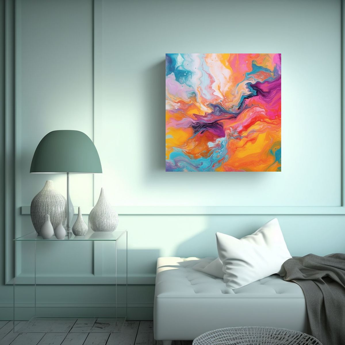 GENERICO - Pintura Abstracta De Lienzo En Vibrante Espectro 70x70 Cm