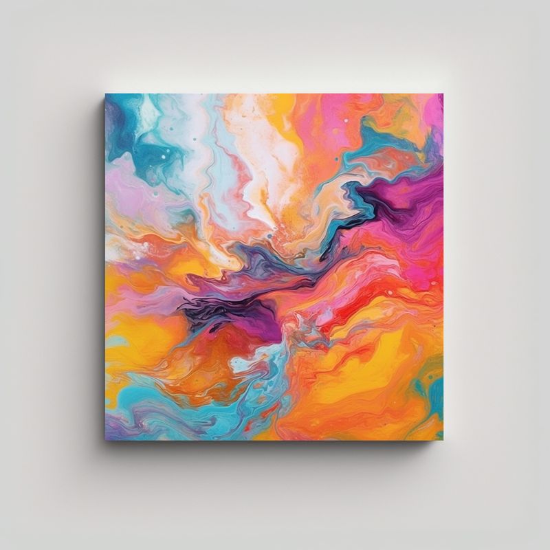 GENERICO - Pintura Abstracta De Lienzo En Vibrante Espectro 50x50 Cm