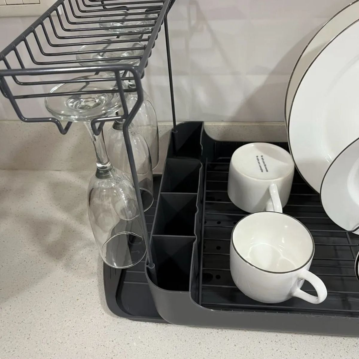 BAZUCA - Secaplatos Escurridor de platos de estilo nordico 2 niveles Negro