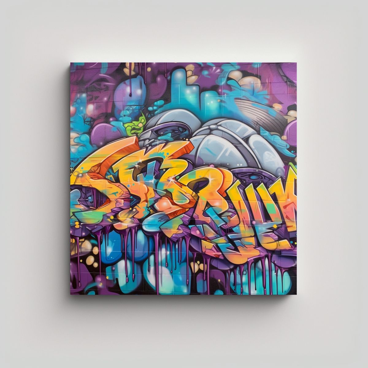 GENERICO - Lienzo Espectacular Colorido Con Palabras Airfros 50x50 Cm