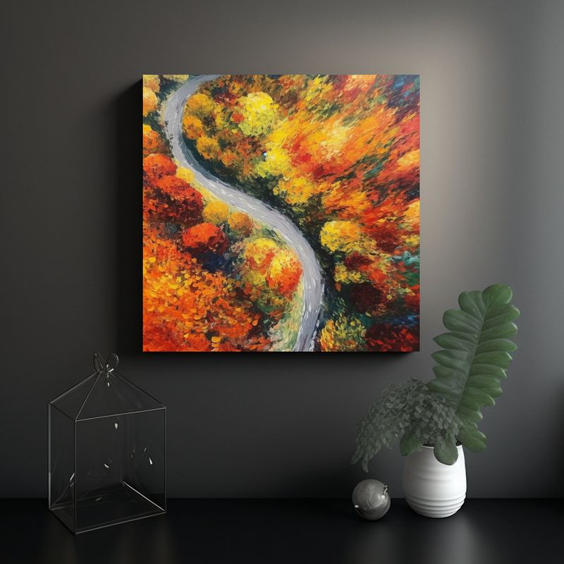 GENERICO - Pintura Decorativa De Paisaje Otoñal En Camino 60x60 Cm