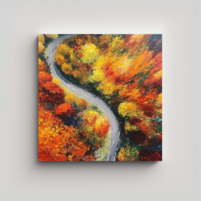 GENERICO - Pintura Decorativa De Paisaje Otoñal En Camino 70x70 Cm