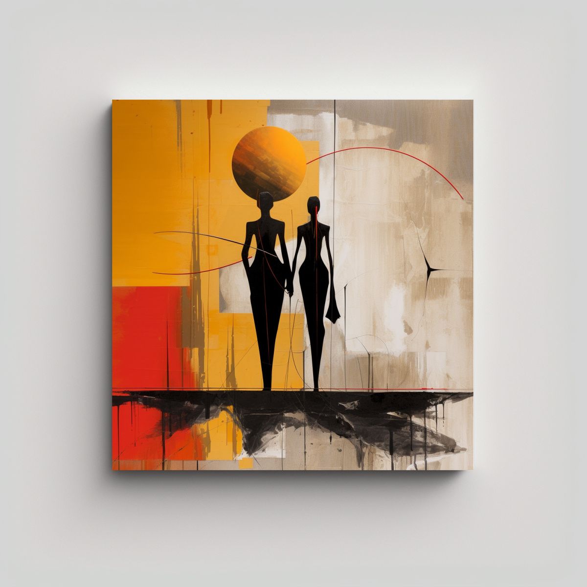 GENERICO - Cuadro Abstracto De Líneas Finas Para Sala Sweet 50x50 Cm