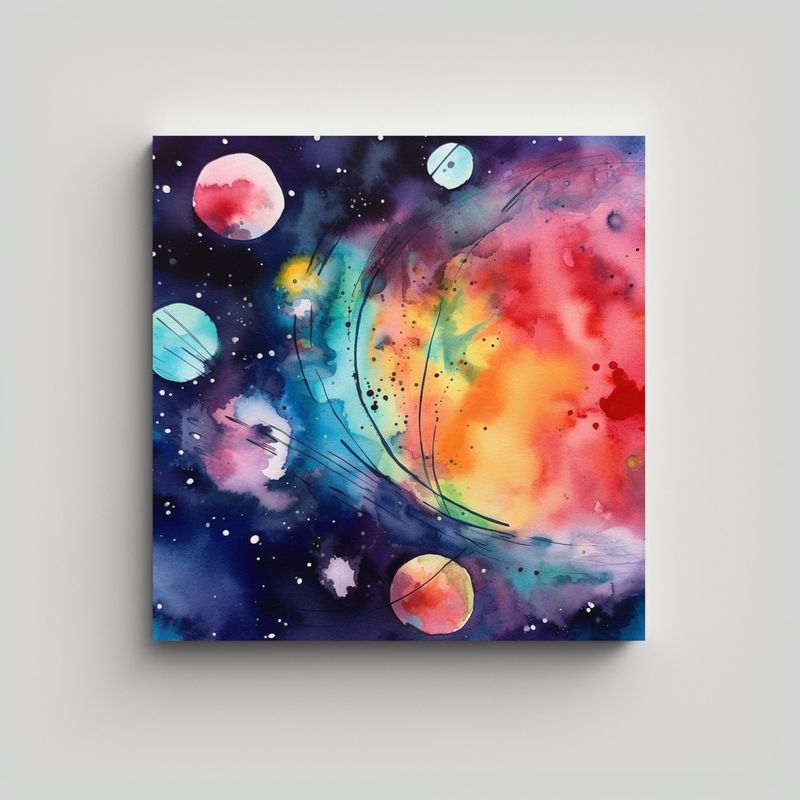 GENERICO - Cuadro Concepto Formación Acuarela Universo 90x90 Cm