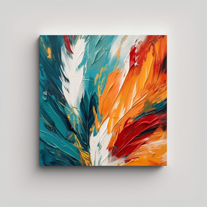 GENERICO - Cuadro Vintage Abstracto Plumas Naturaleza Viva 70x70 Cm