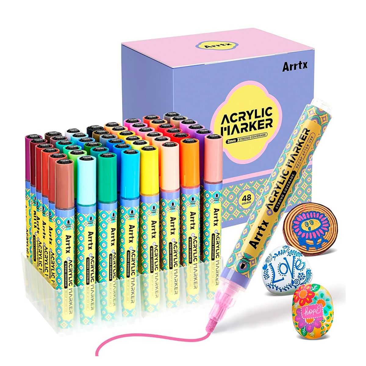 ARRTX - Arrtx Marcadores Acrílicos de 48 Colores (Punta Redonda)