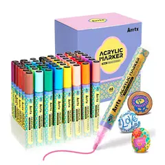 ARRTX - Marcadores Acrílicos de 48 Colores (Punta Redonda)