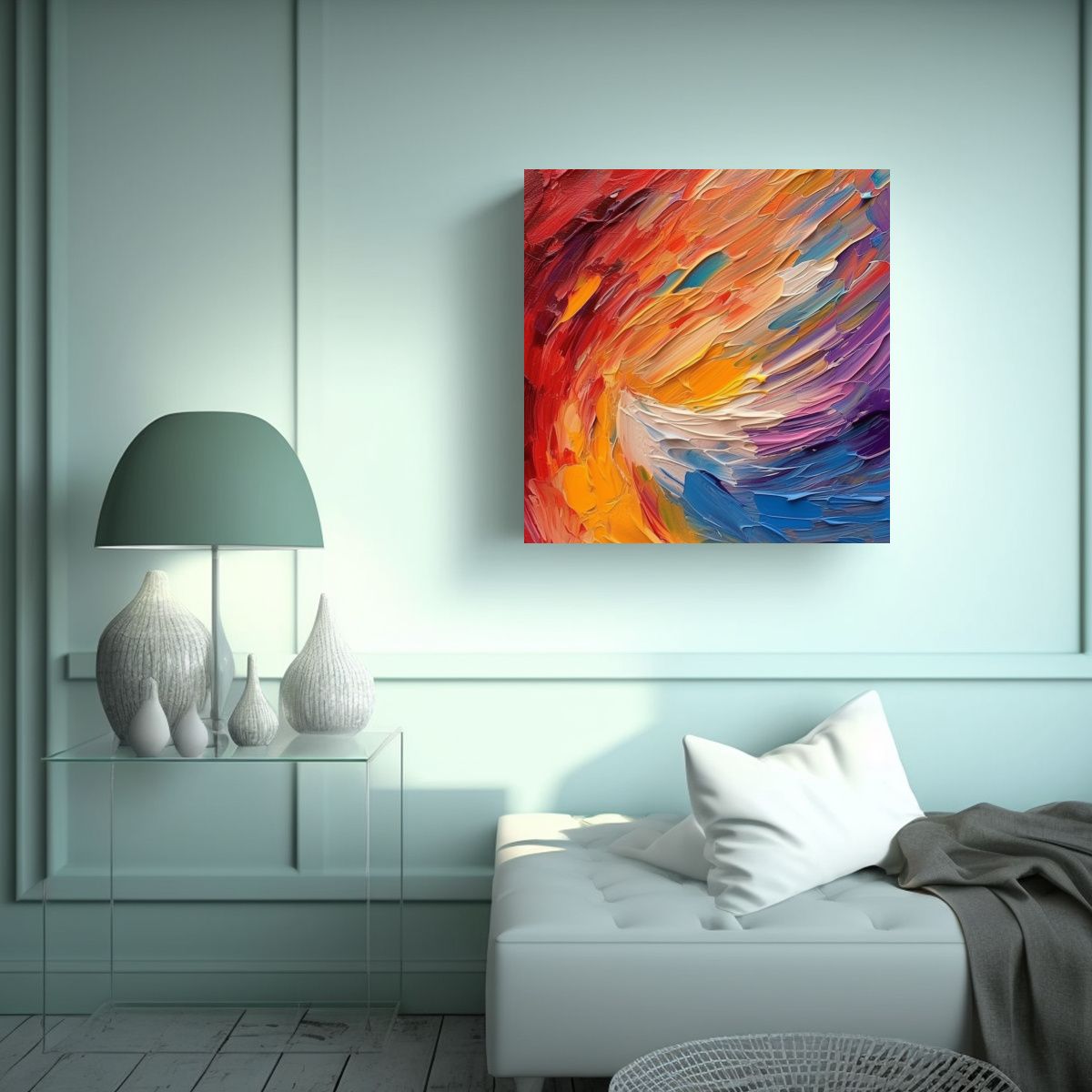 GENERICO - Cuadro Abstracto Forma Refinada, Pinceladas De 80x80 Cm