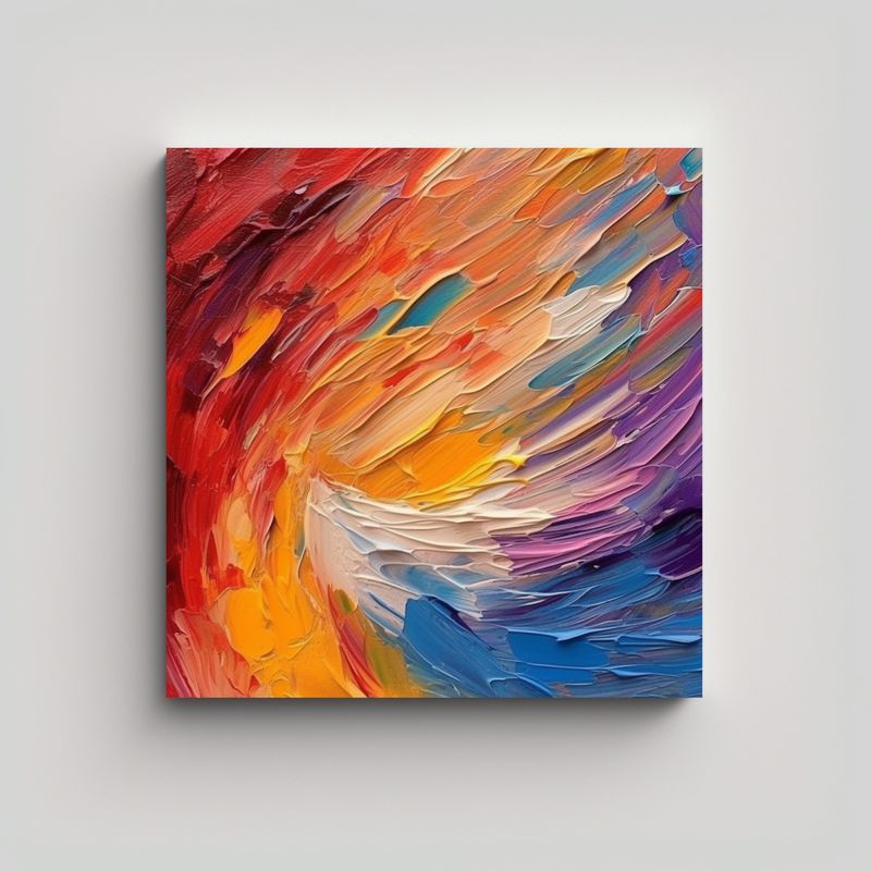 GENERICO - Cuadro Abstracto Forma Refinada, Pinceladas De 70x70 Cm