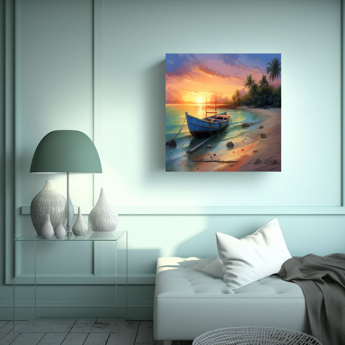 GENERICO - Pintura De Pared Cuadrada Luminosa Paisaje 80x80 Cm