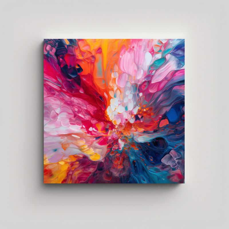 GENERICO - Pintura Abstracta Colorida Decorativa De Pared 60x60 Cm