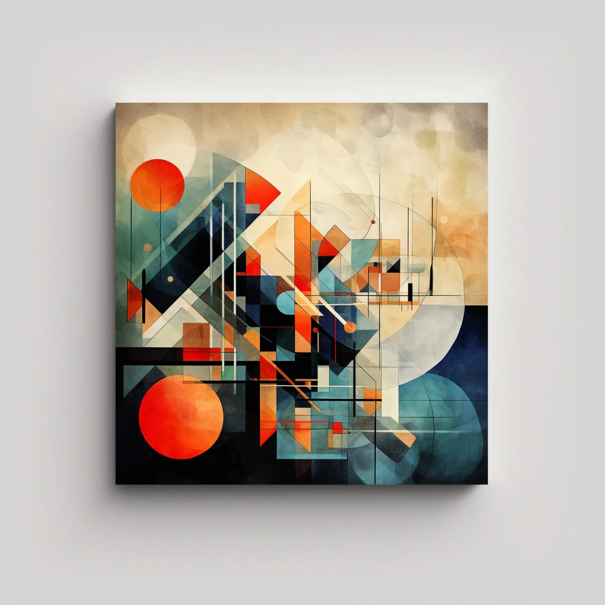 GENERICO - Lienzo Abstracto Geométrico Para Decoración Con 80x80 Cm