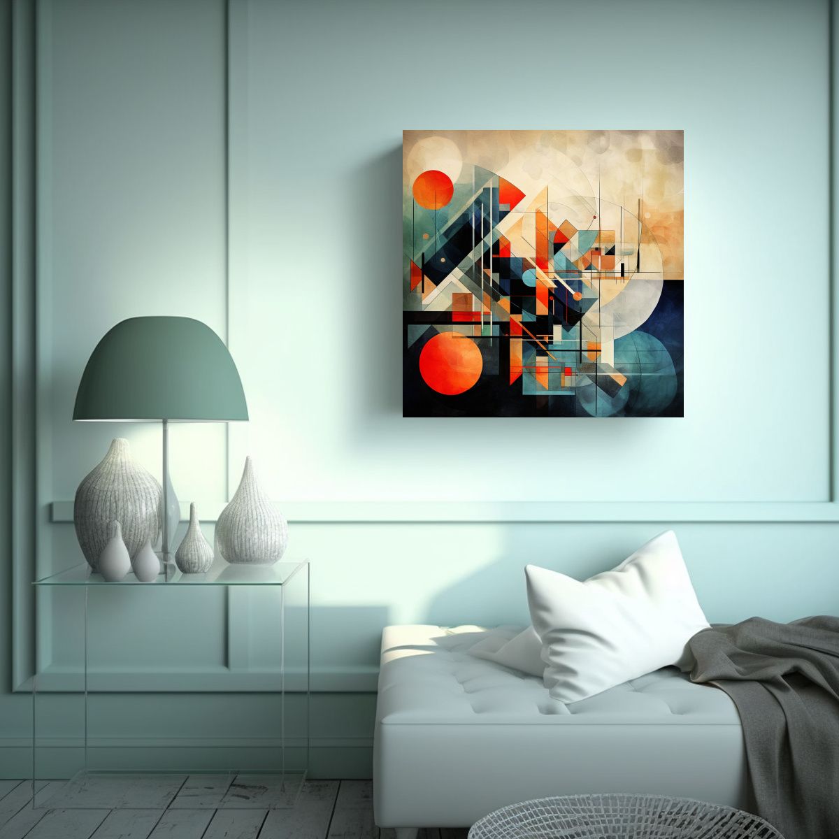 GENERICO - Lienzo Abstracto Geométrico Para Decoración Con 60x60 Cm