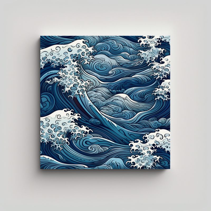 GENERICO - Cuadro Decorativo Combinación Patrón Japonés 50x50 Cm