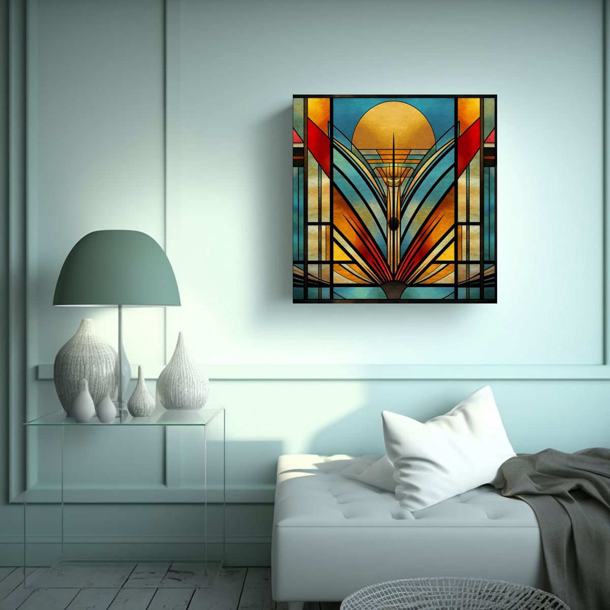 GENERICO - Pintura Decorativa Geométrica Estilo Art Deco 50x50 Cm