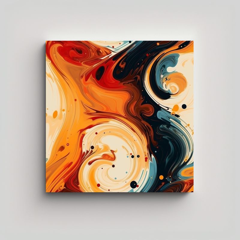 GENERICO - Cuadro De Café Inspirador Con Patrones Remolinos 80x80 Cm