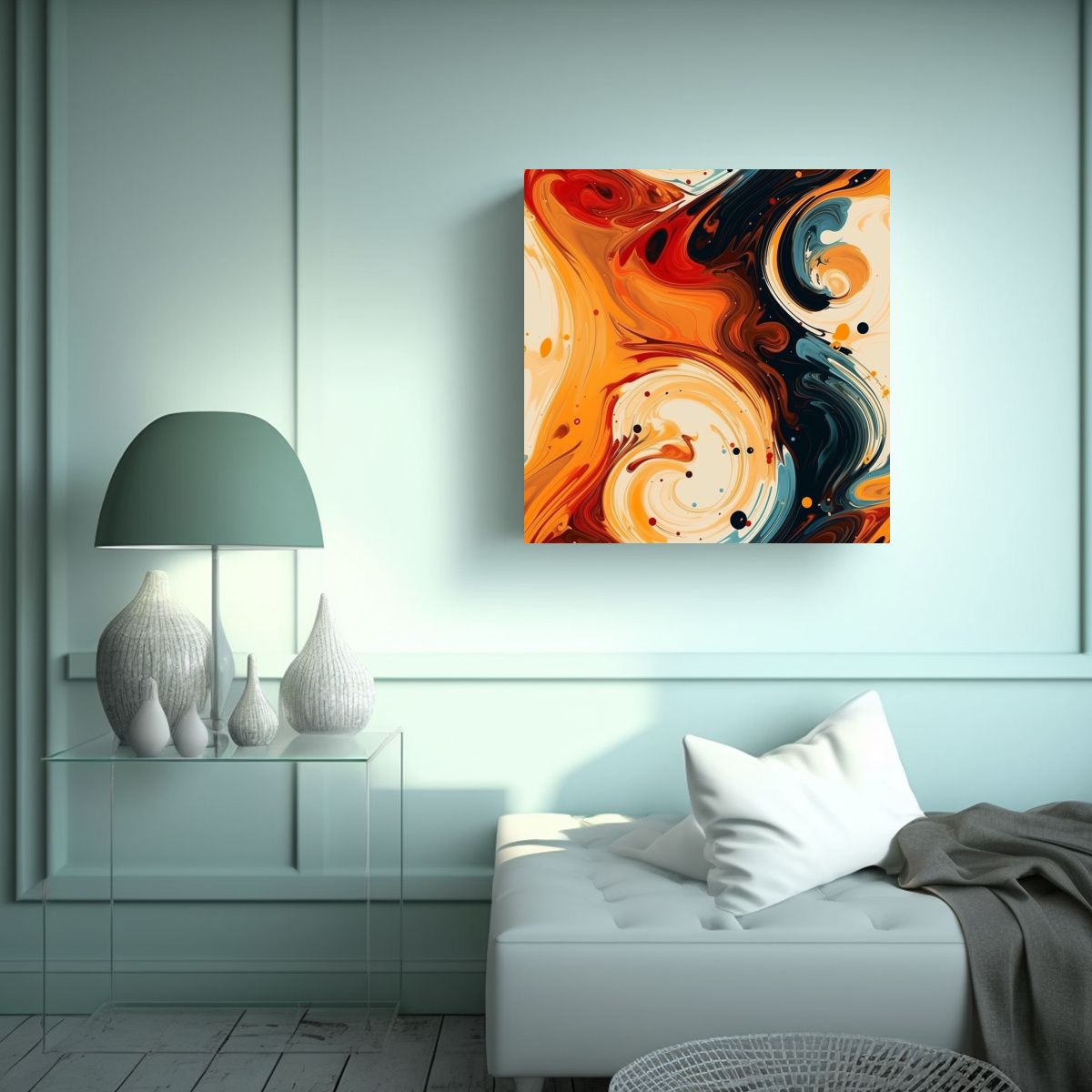 GENERICO - Cuadro De Café Inspirador Con Patrones Remolinos 80x80 Cm