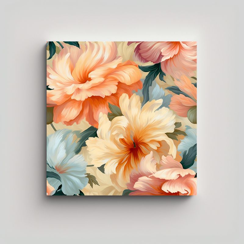 GENERICO - Floral Realista Pintura Al Óleo Composición 70x70 Cm