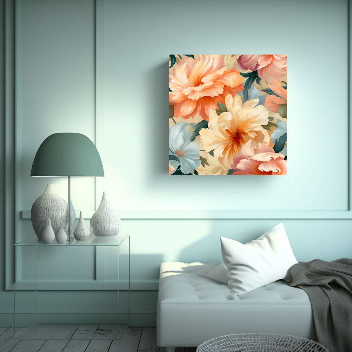 GENERICO - Floral Realista Pintura Al Óleo Composición 50x50 Cm