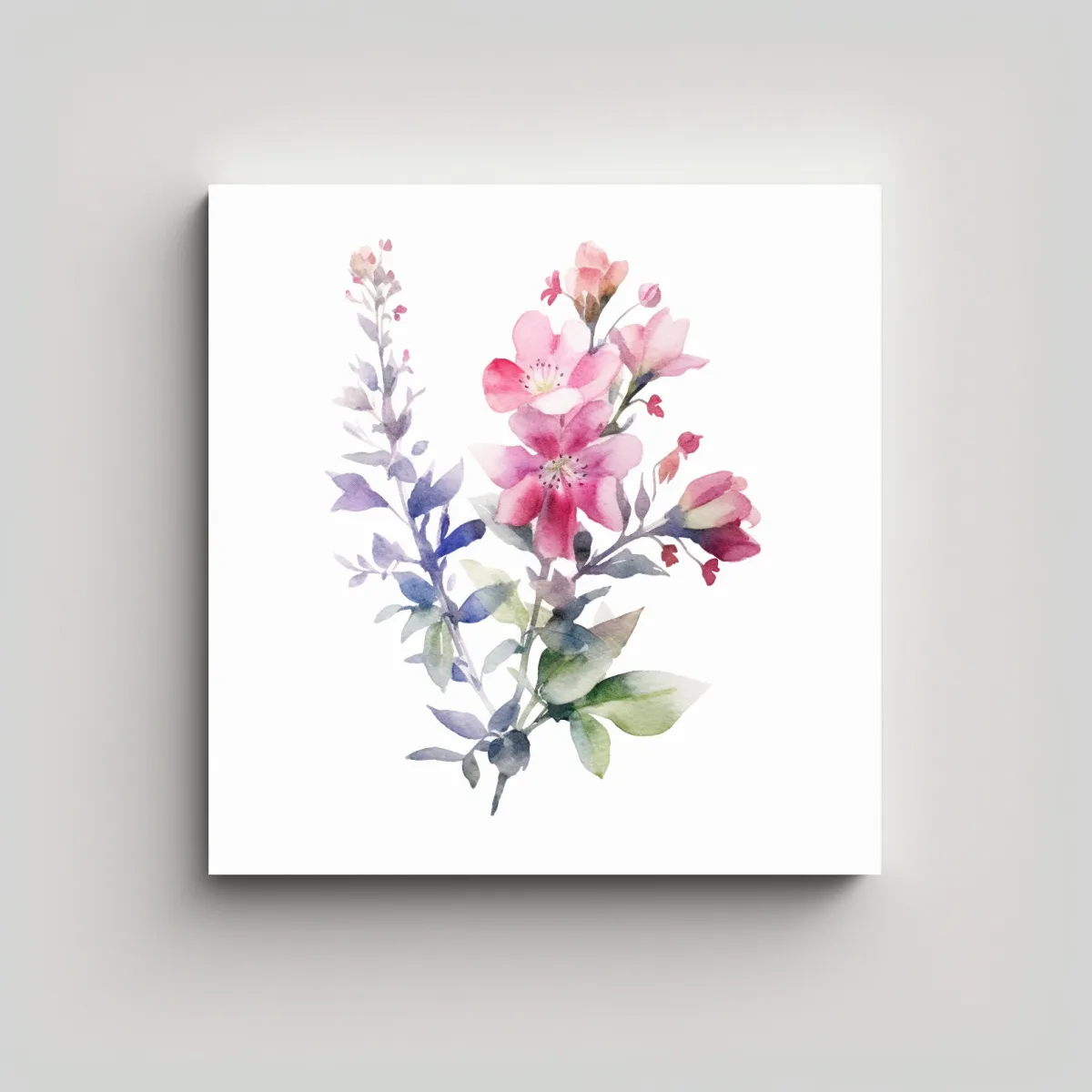 GENERICO - Cuadro Floral Acuarela Simetría Alta Calidad 50x50 Cm.