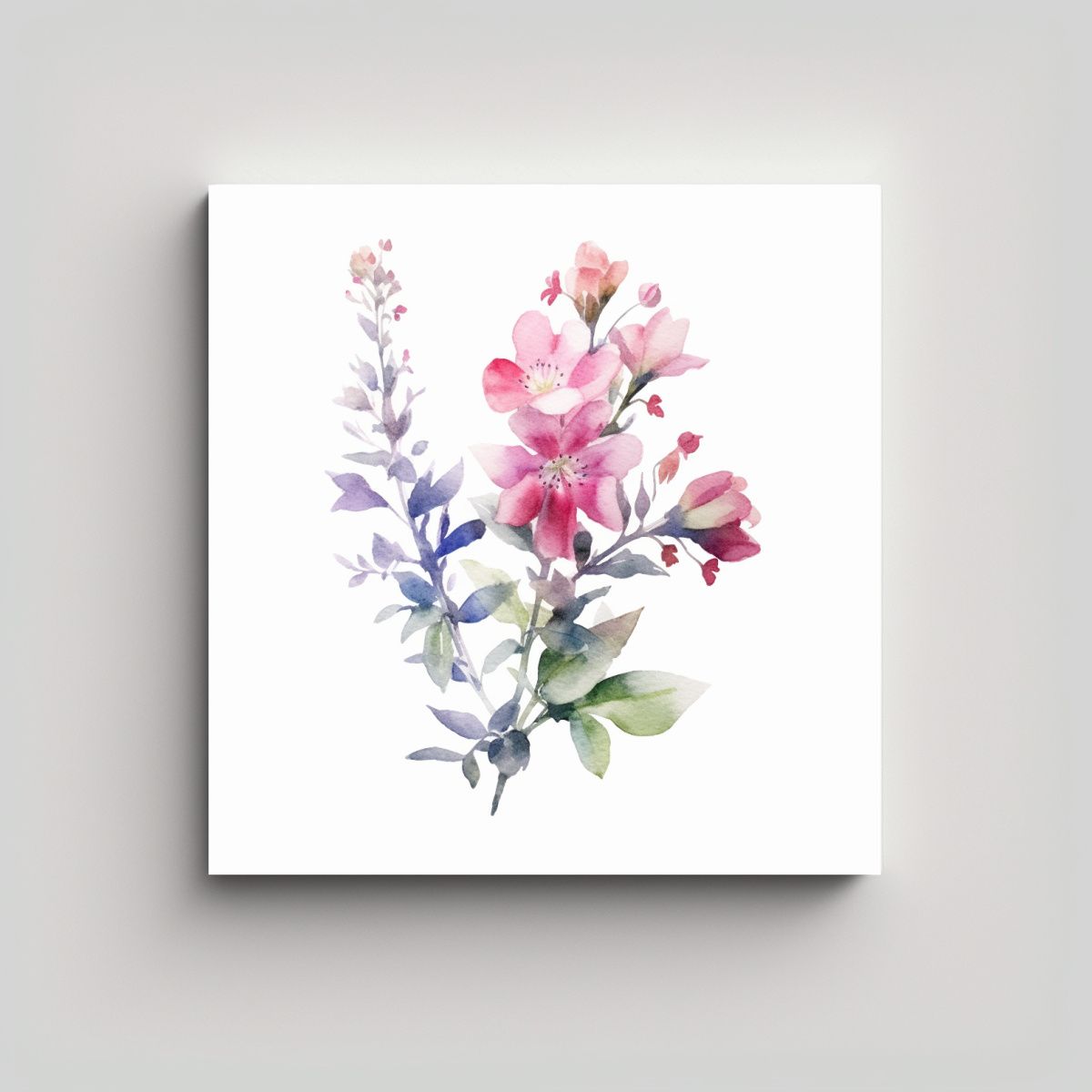 GENERICO - Cuadro Floral Acuarela Simetría Alta Calidad 50x50 Cm.