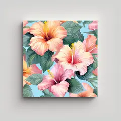 GENERICO - Cuadro Baño Realista Patrón Hibiscus Flores 50x50 Cm