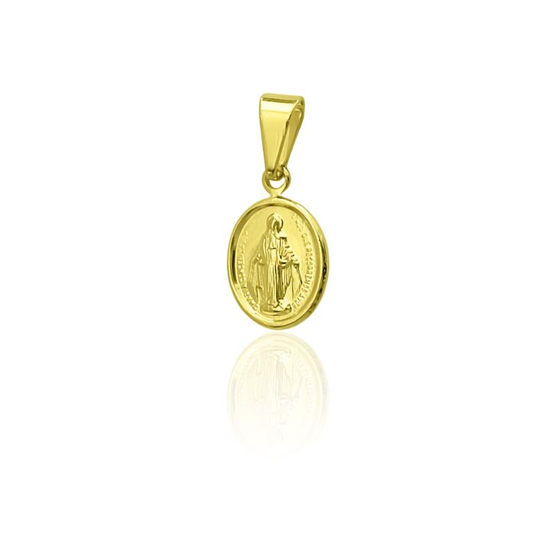 ANDREA COGGIOLA JOYAS - Colgante Medalla Virgen De Los Rayos 9mm Ovalado Enchapado Oro 18K