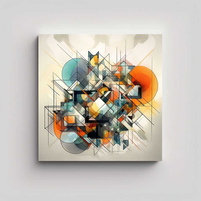 GENERICO - Lienzo De Tela Diseño Abstracto Geométrico 90x90 Cm