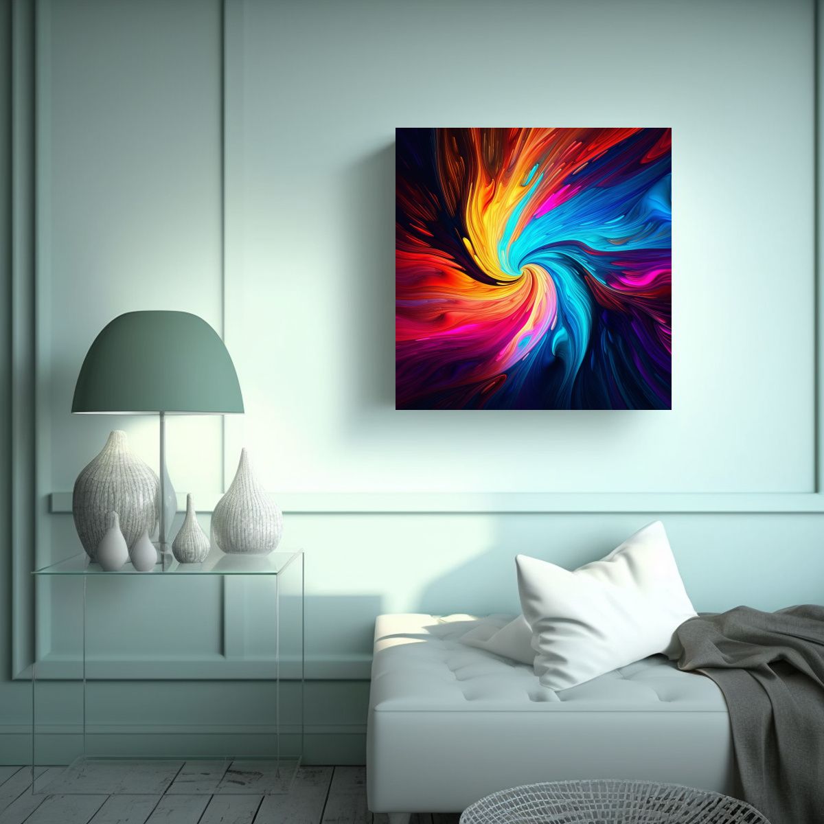 GENERICO - Cuadro De Arte Abstracto Colorido Y Vibrante Para 60x60 Cm