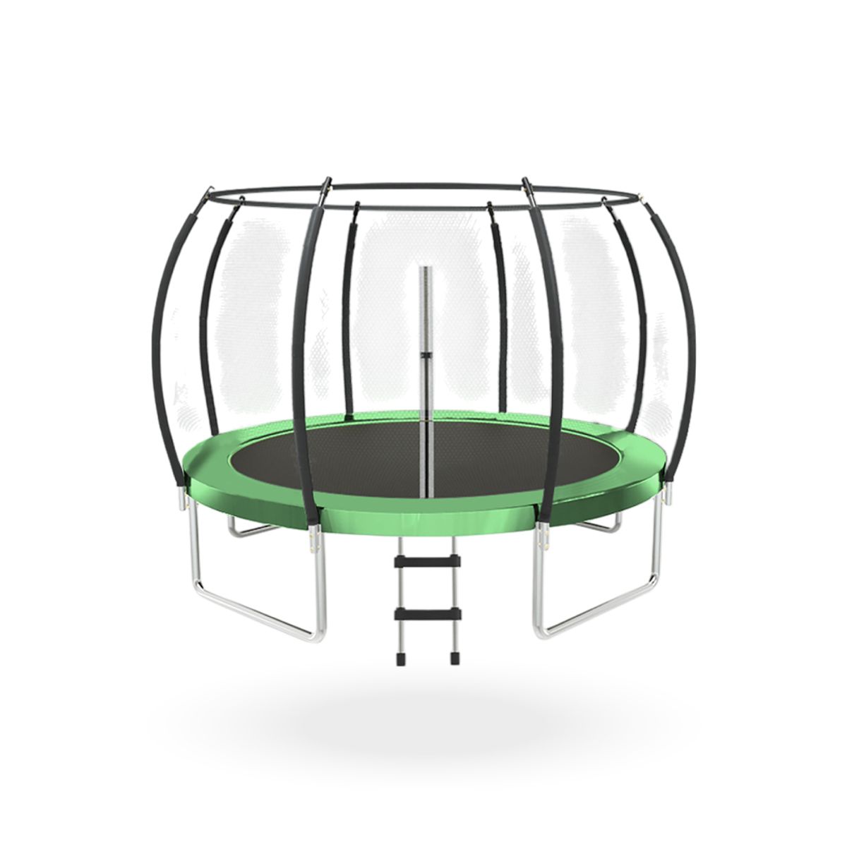 PWRFITNESS - Cama Elastica con malla y Escalera 2.44 mt Verde PWRFitness