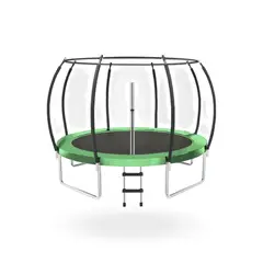 PWRFITNESS - Cama Elastica con malla y Escalera 2.44 mt Verde