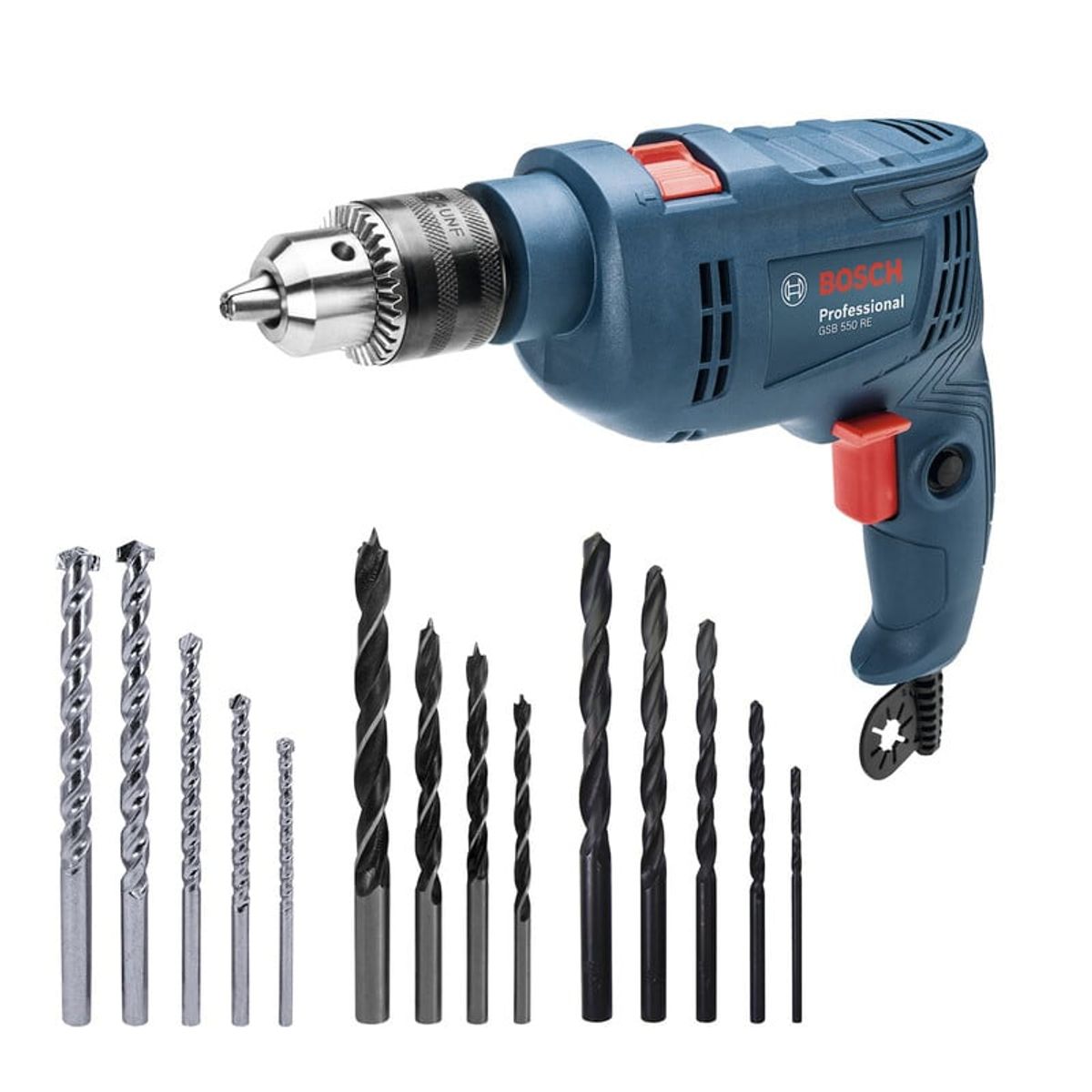 BOSCH - Taladro percutor 550w gsb550 re 14 accesorios Bosch