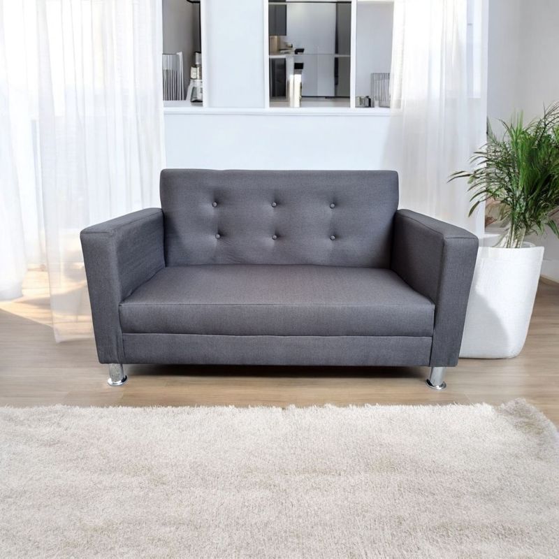 GENERICO - Sofa 2 Cuerpos Mallorca Tela Lino Gris Oscuro