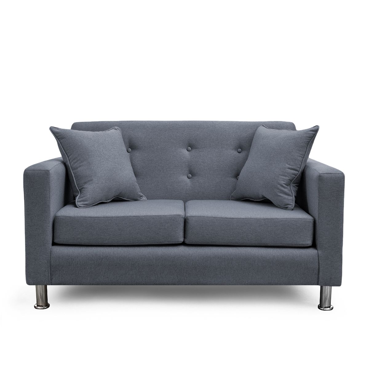 MBC - Sofá 2 Cuerpos New Mallorca Tela Lino Gris Oscuro