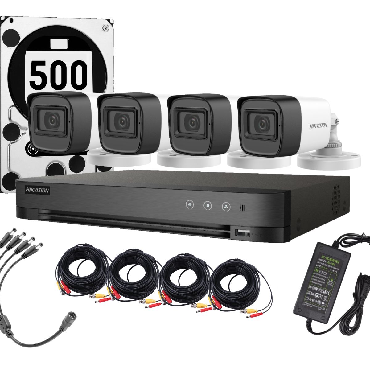 HIKVISION - Kit 4 Camaras Hikvision 4 Bala Fhd 1080p Lite Dd 500gb